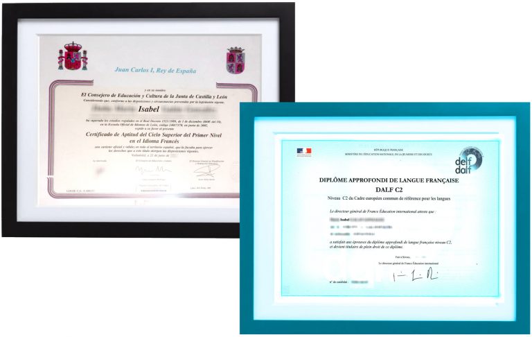 diplomas de la EOI Ciclo Superior y Dalf C2