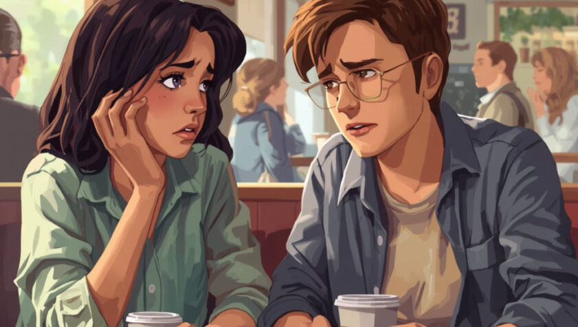 Prueba de intermediación, un chico está explicando un documento a una compañera.