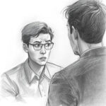 Ilustración de un chico preocupado