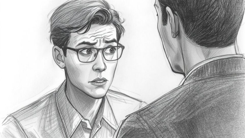 Ilustración de un chico preocupado